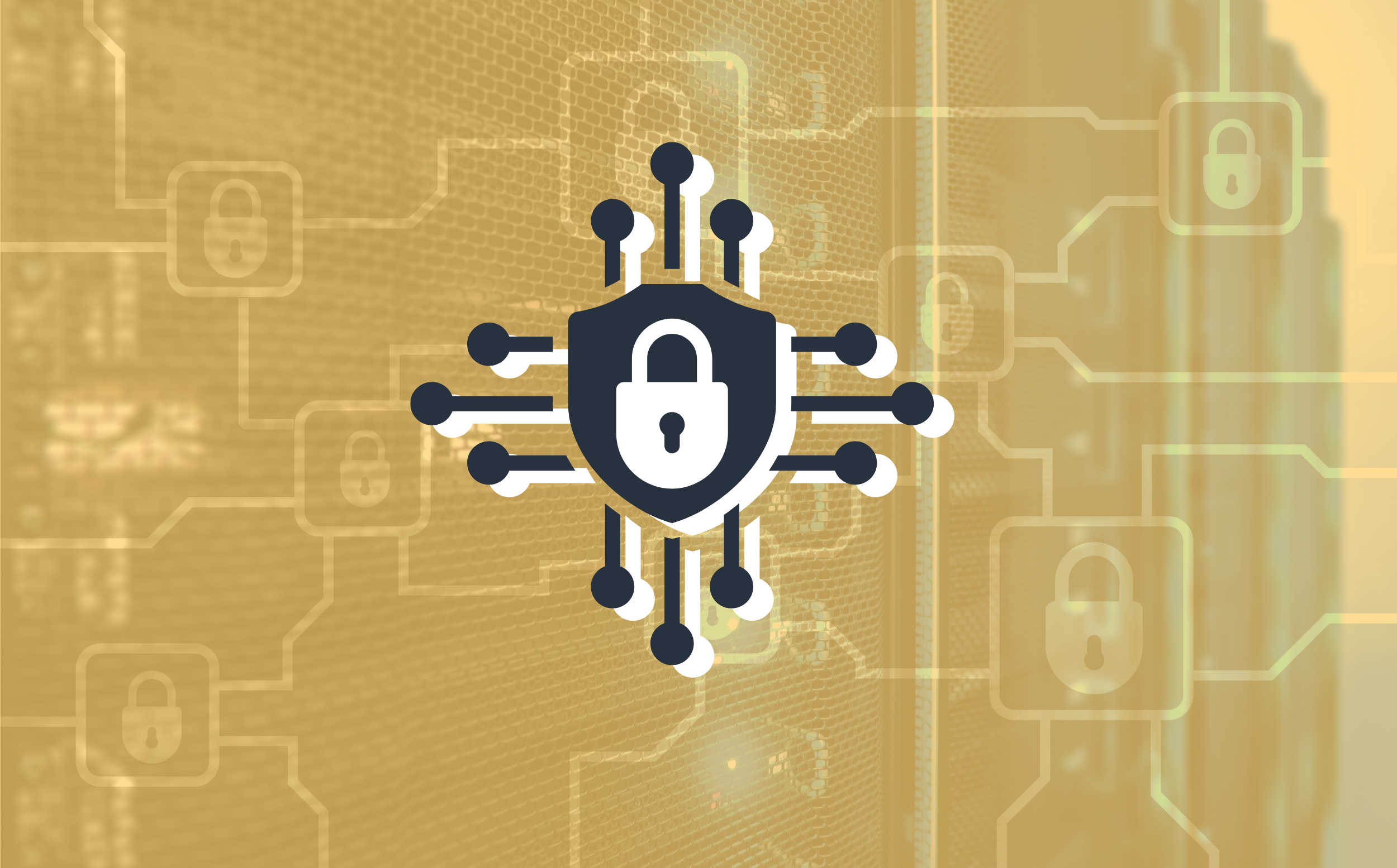 Image of a circuit with a shield and lock on it